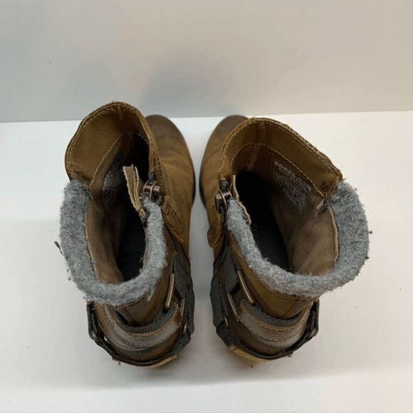 Sorel Womens Brown Leather Grey Wool Ankle Booties US 6.5 - Picture 4 of 7